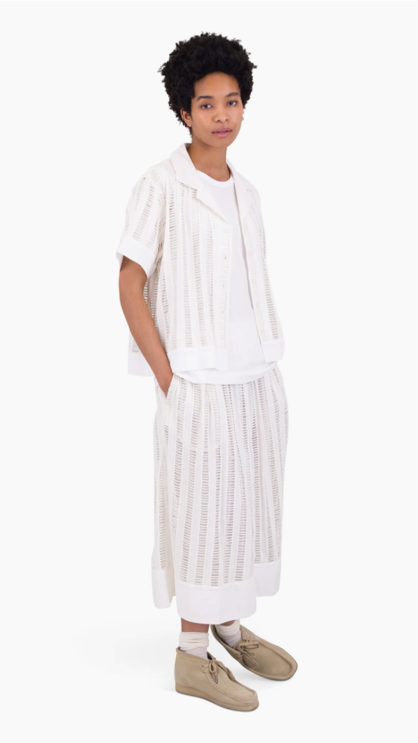 FOLK WOMENS FULL SEAM SKIRT - ECRU LADDER EMBROIDERY