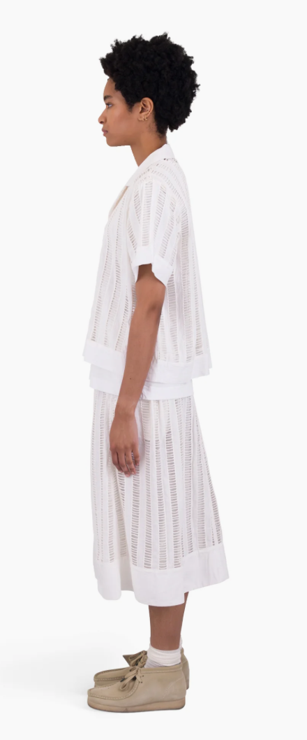 FOLK WOMENS FULL SEAM SKIRT - ECRU LADDER EMBROIDERY