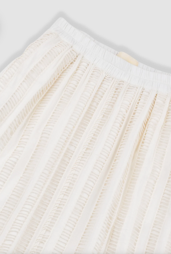 FOLK WOMENS FULL SEAM SKIRT - ECRU LADDER EMBROIDERY