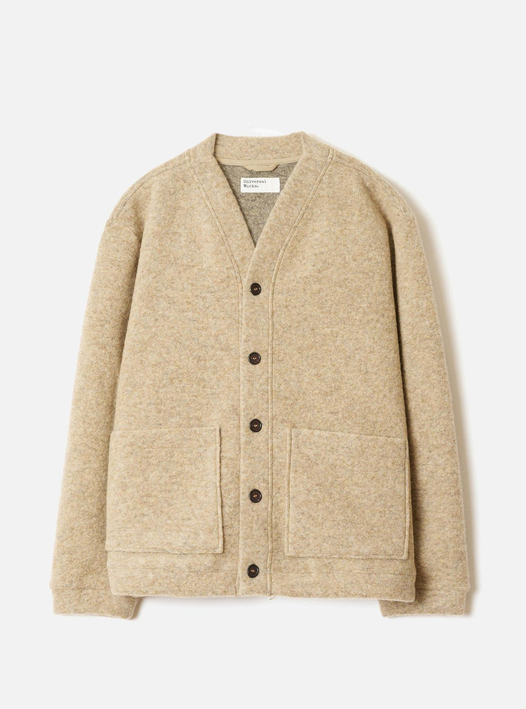 UNIVERSAL WORKS ADVANCE CARDIGAN - WOOL FLEECE - FAWN