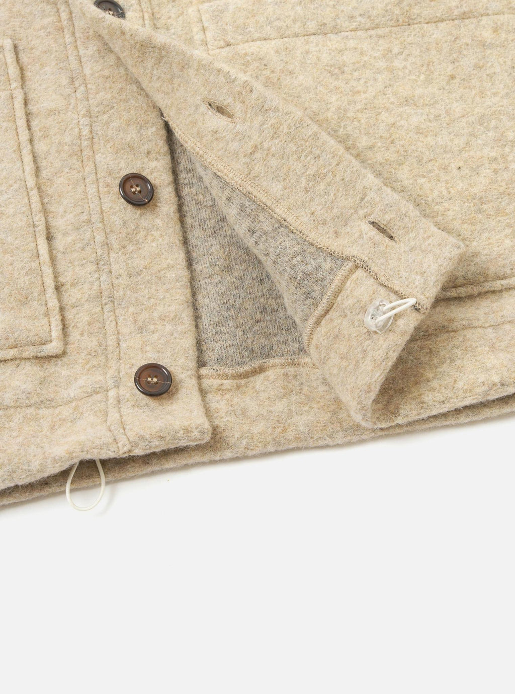 UNIVERSAL WORKS ADVANCE CARDIGAN - WOOL FLEECE - FAWN