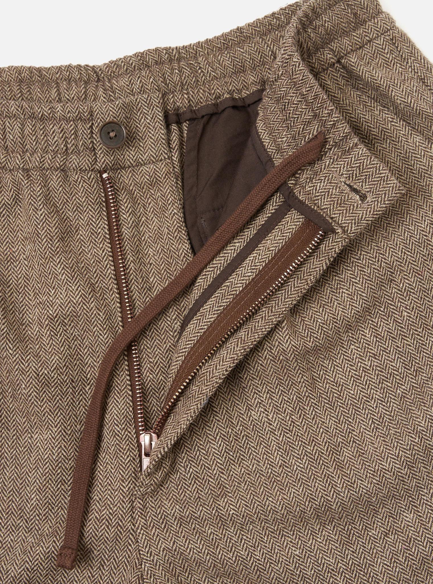 UNIVERSAL WORKS GILLESPIE PANT - WOOL HERRINGBONE - BROWN
