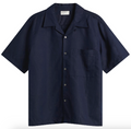 UNIVERSAL WORKS CAMP SHIRT LINEN  - NAVY