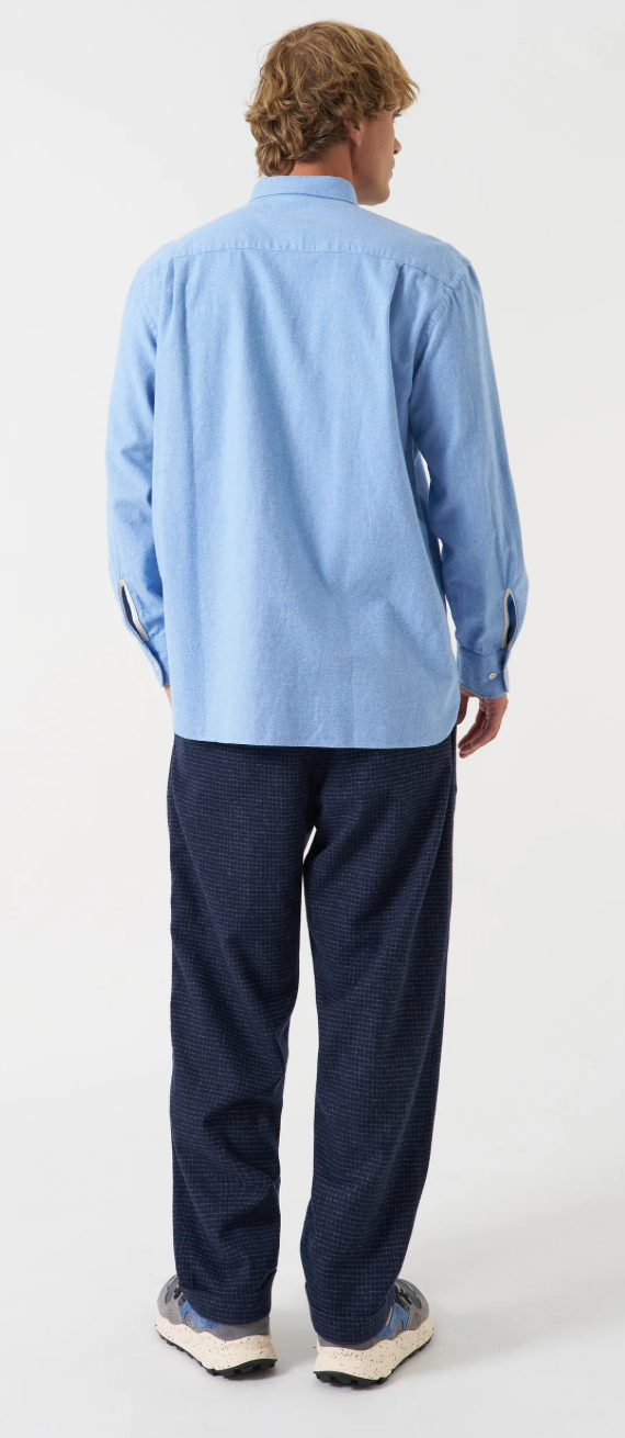 UNIVERSAL WORKS SQUARE POCKET SHIRT - BRUSHED FLANNEL BLUE