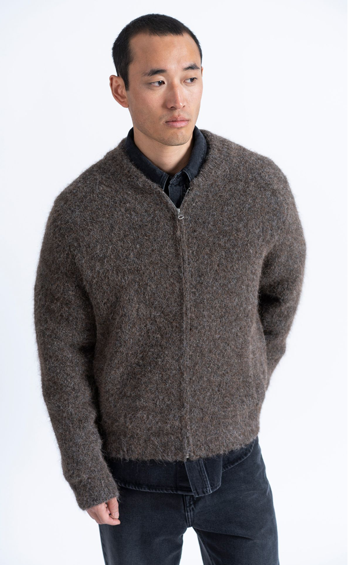 LOREAK MENDIAN MEN"S MARTIN ZIP BOMBER CARDIGAN - BROWN