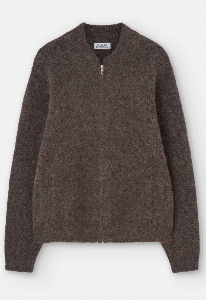 LOREAK MENDIAN MEN"S MARTIN ZIP BOMBER CARDIGAN - BROWN