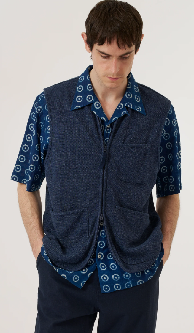 UNIVERSAL WORKS MAJORCA GILET - NAVY