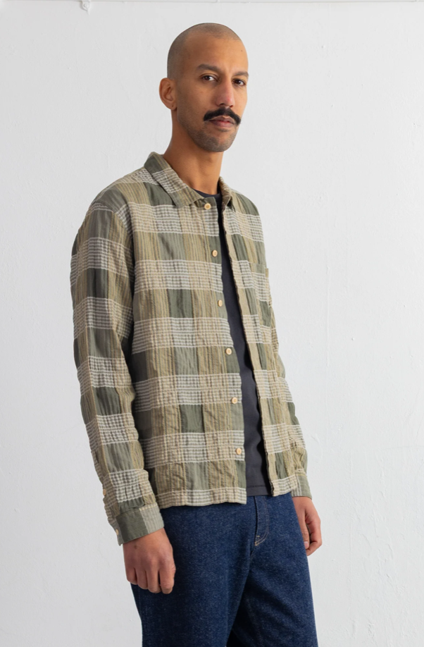 FOLK PATCH SHIRT - SAGE MULTICHECK