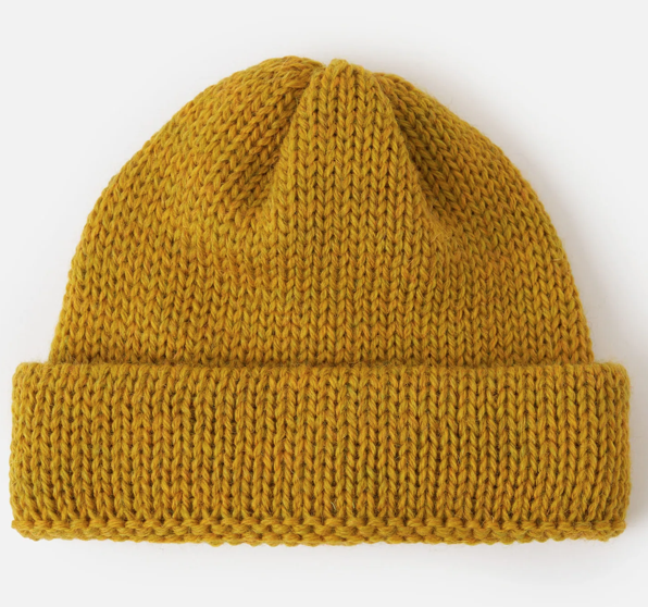 UNIVERSAL WORKS SHORT WATCH CAP BRITISH WOOL - MUSTARD