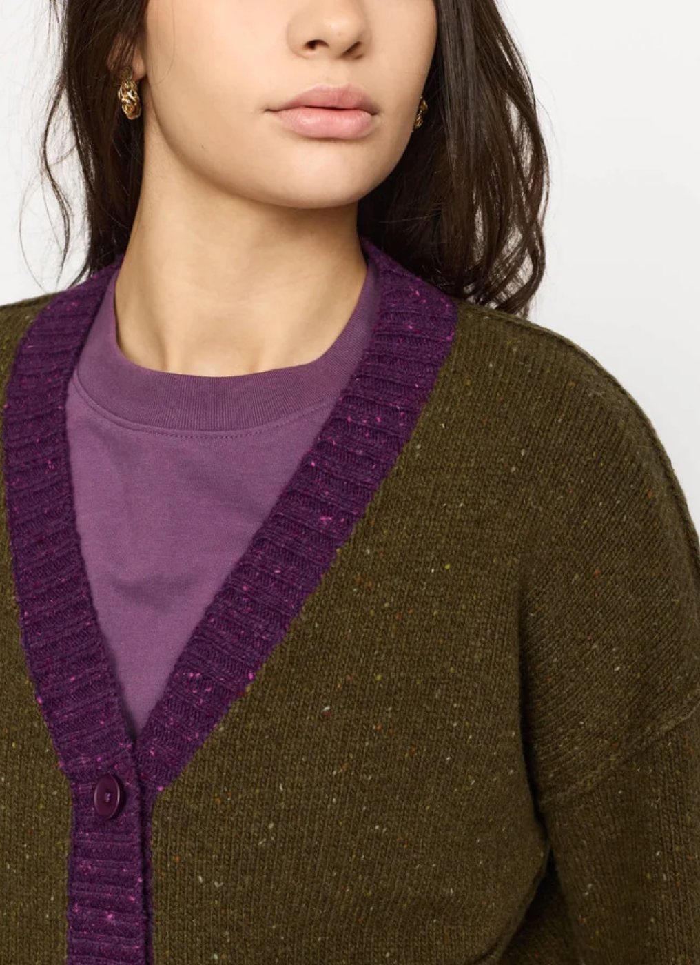 SELFHOOD HEAVY BLOCK CARDIGAN - ARMY