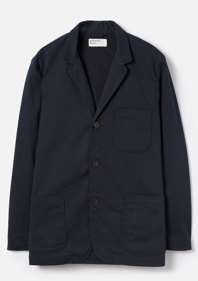 UNIVERSAL WORKS THREE BUTTON JACKET TWILL - NAVY