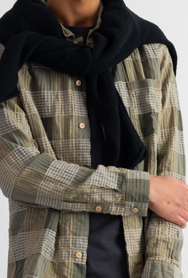 FOLK PATCH SHIRT - SAGE MULTICHECK