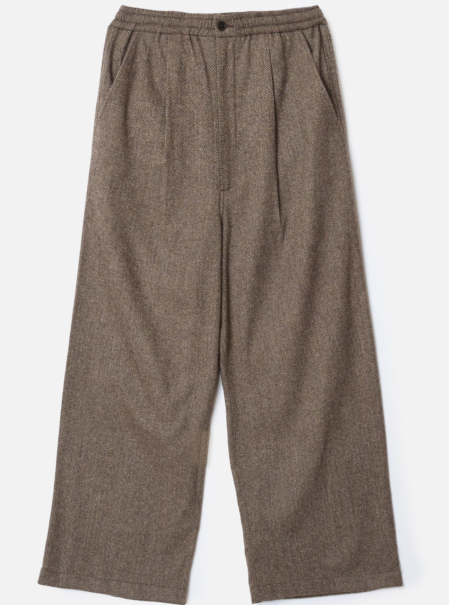 UNIVERSAL WORKS GILLESPIE PANT - WOOL HERRINGBONE - BROWN